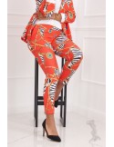 Elegant trousers with red patterns 3004 - Online store - Boutique